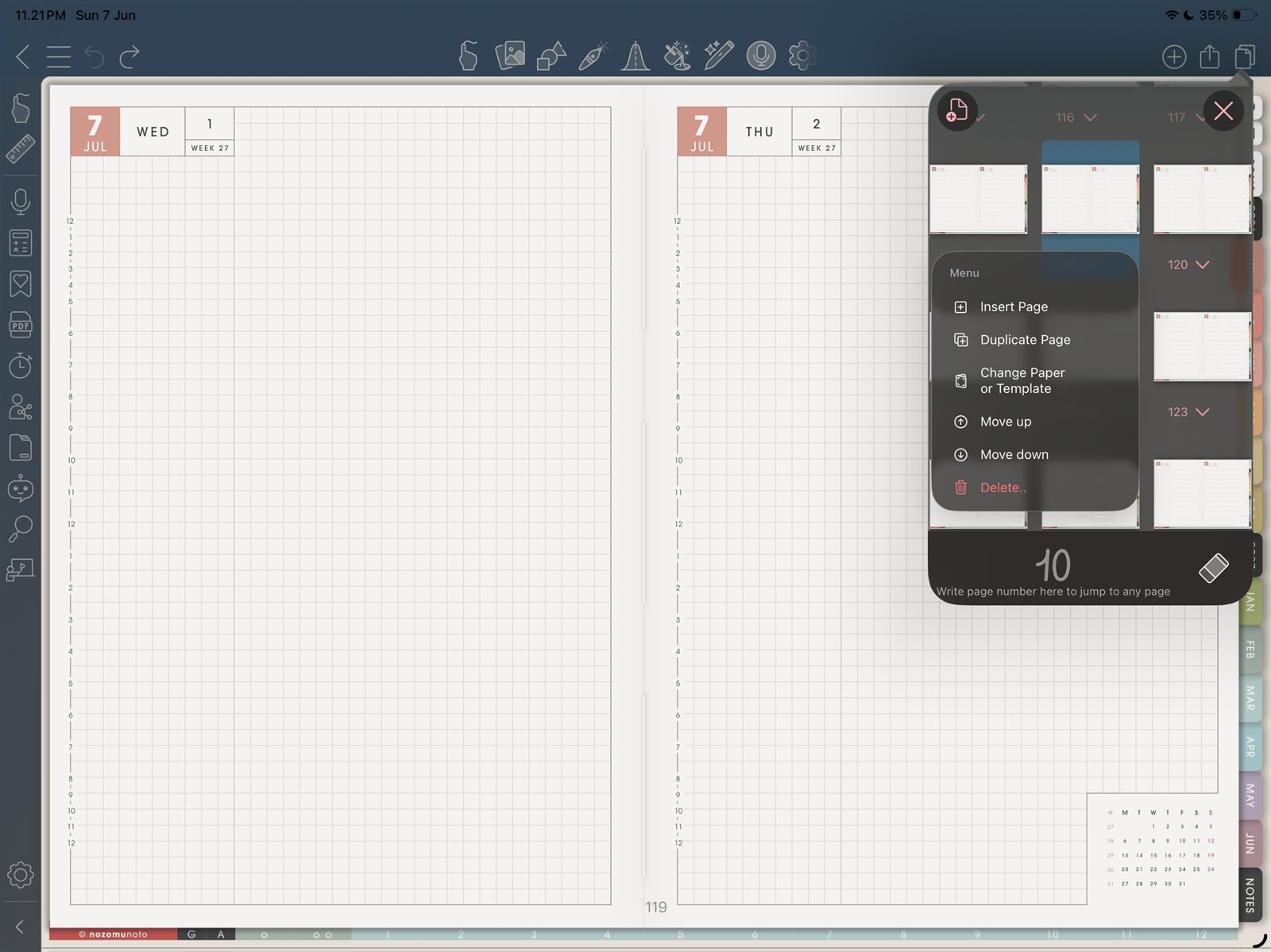 Page menu