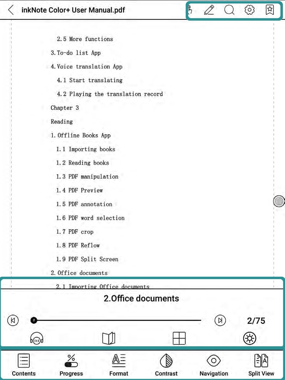 Bigme reader navigation