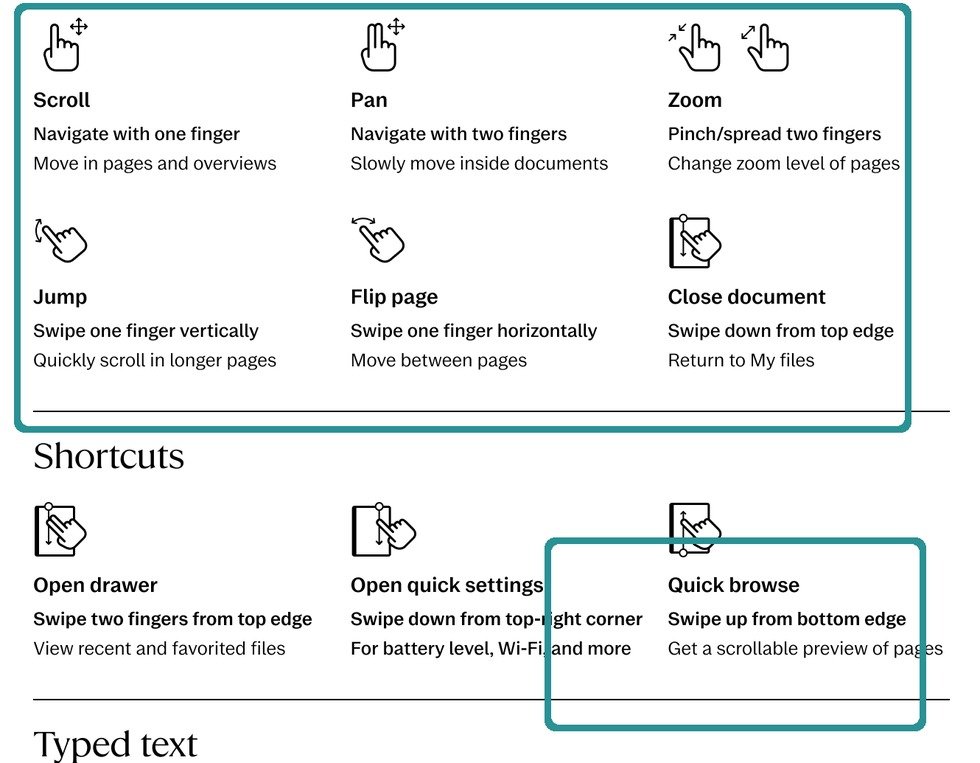 reMarkable navigation gestures