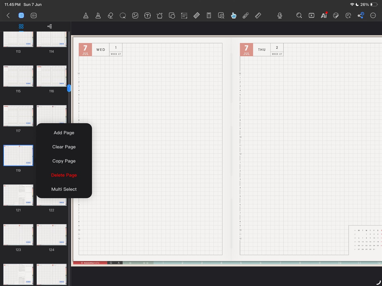 Page menu