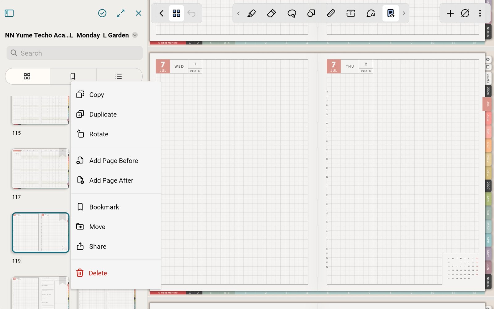 Duplicate and add page actions