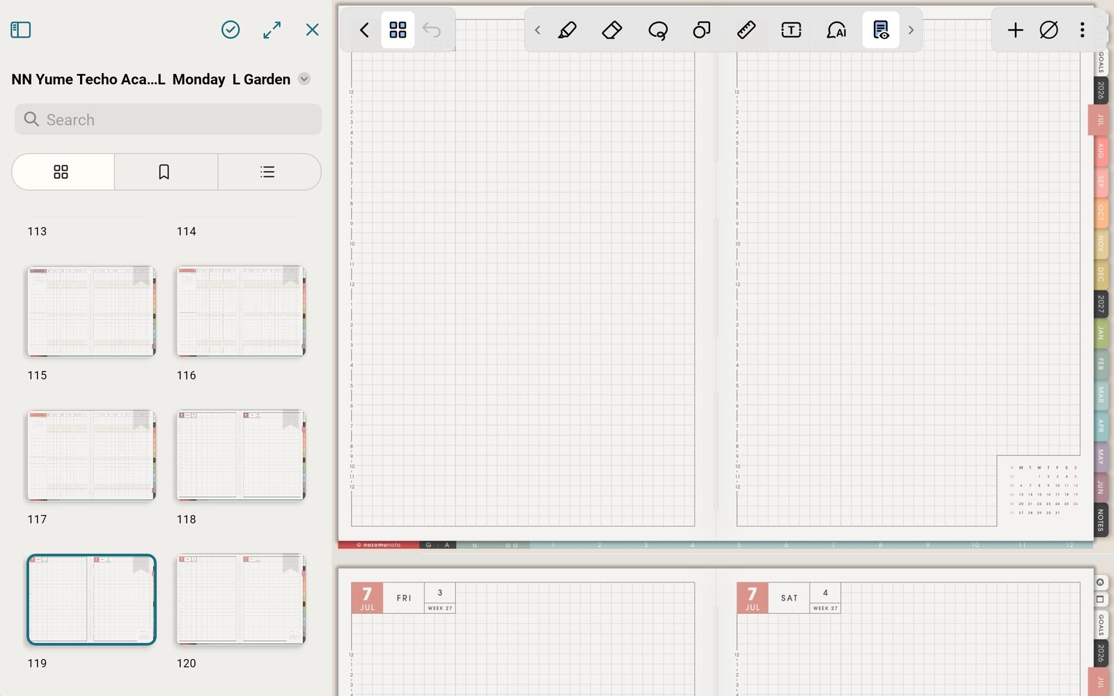 Open page thumbnails