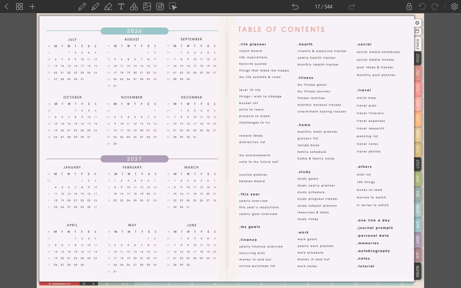 Full planner navigation screen