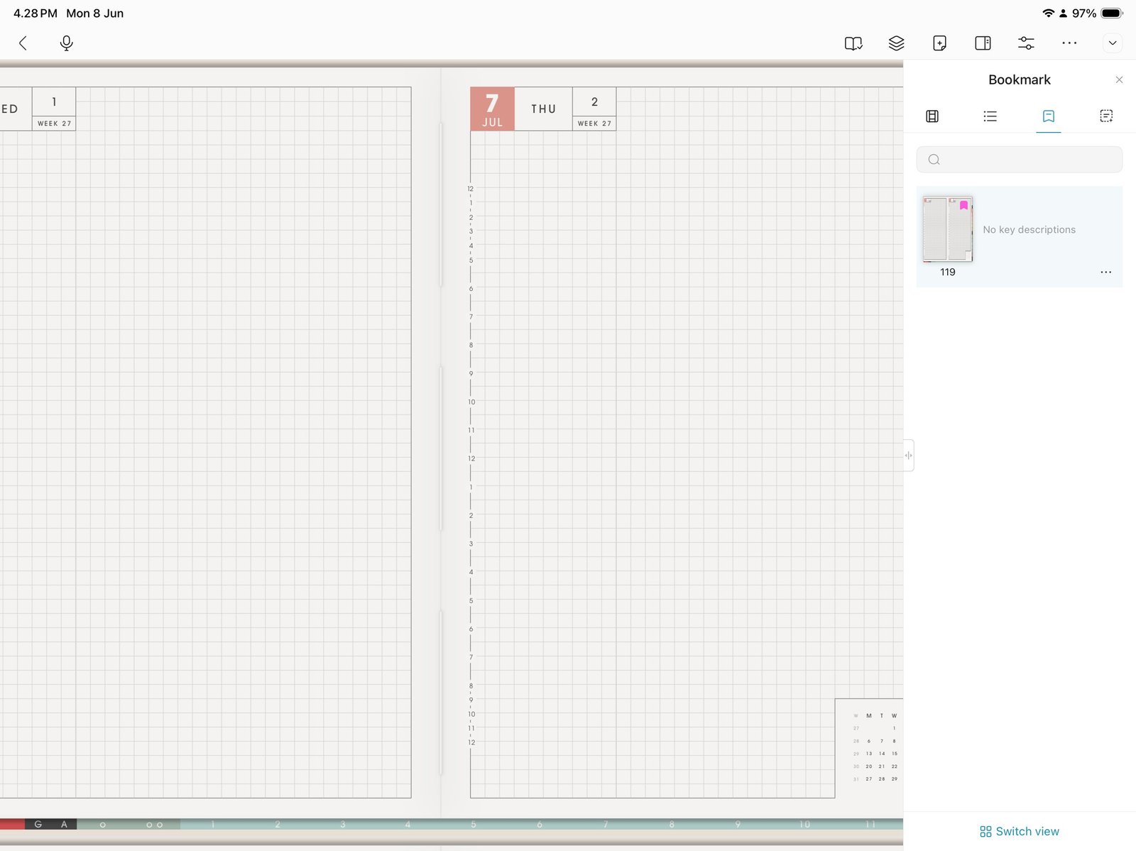 Bookmarks tab
