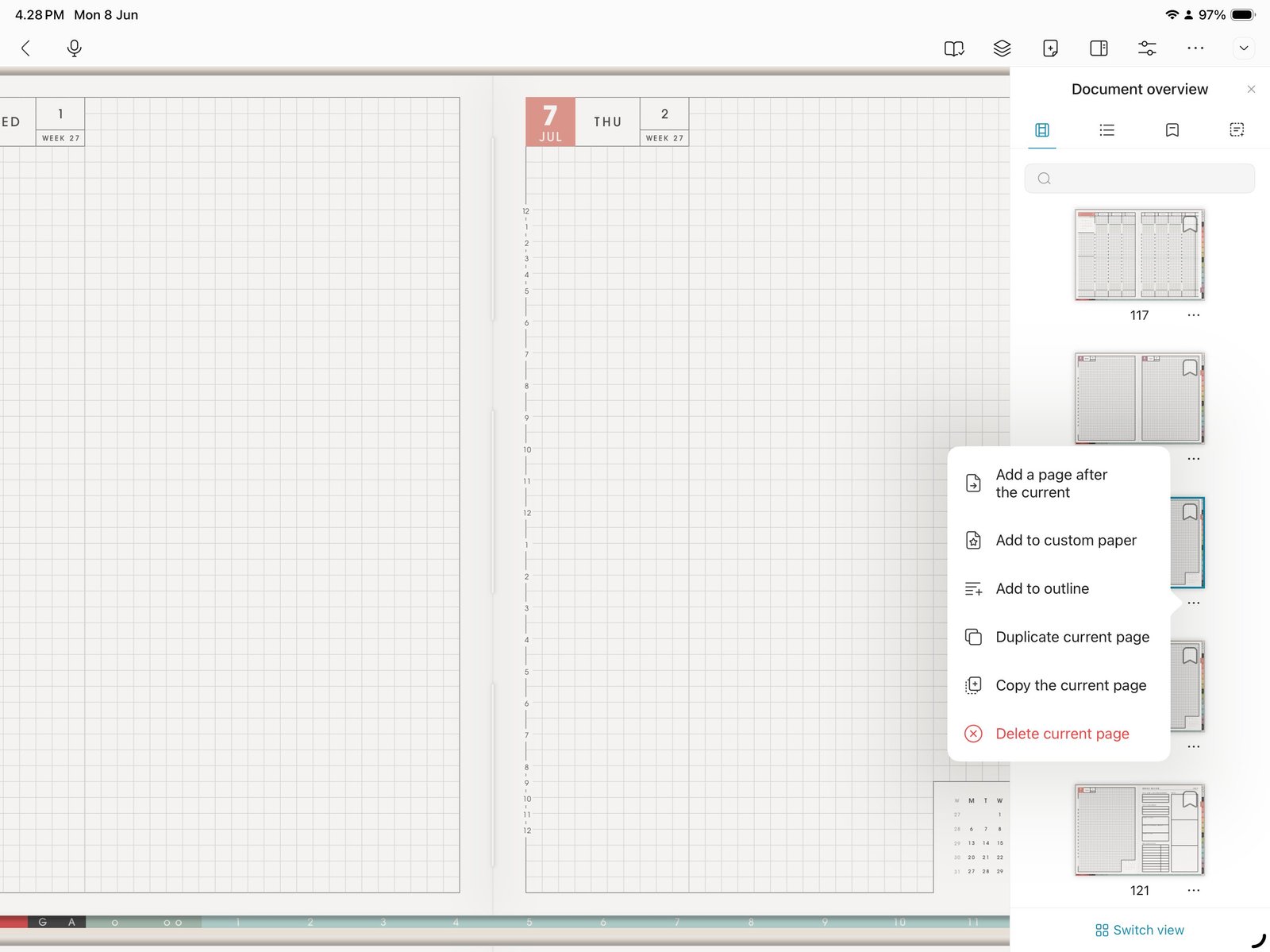 Page actions
