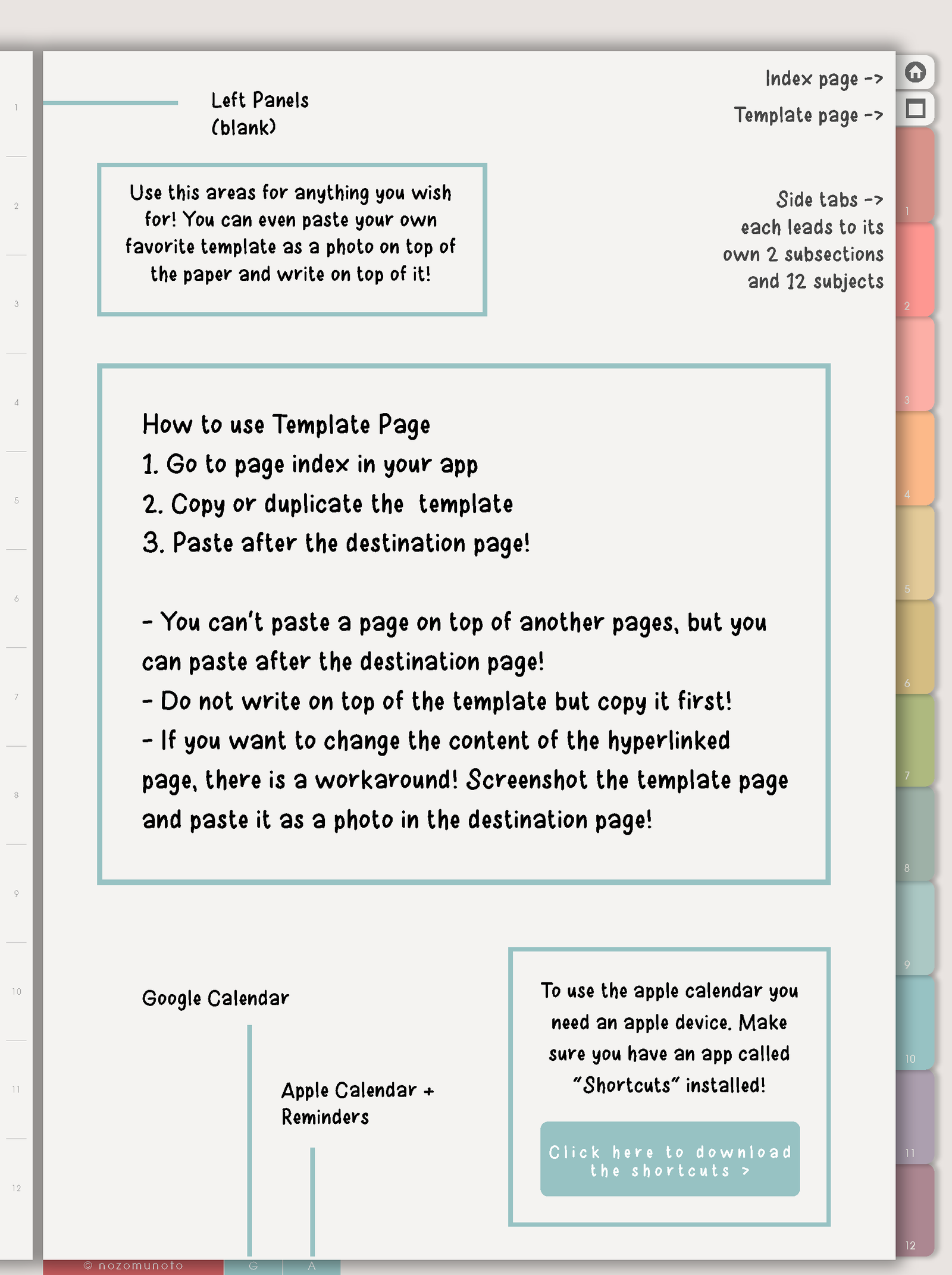 Left Panels and Template Help Page