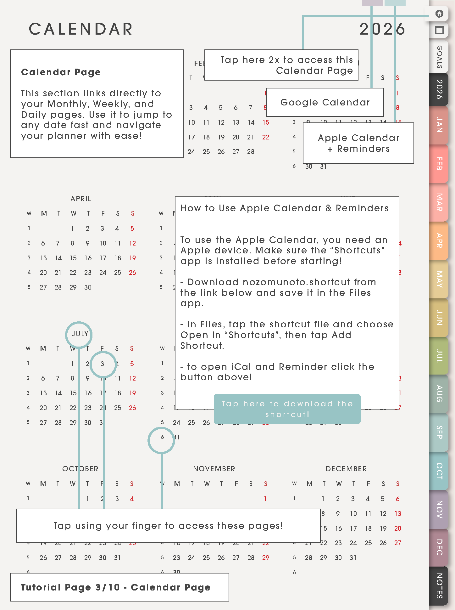 Tutorial Page 3/10 - Calendar Page