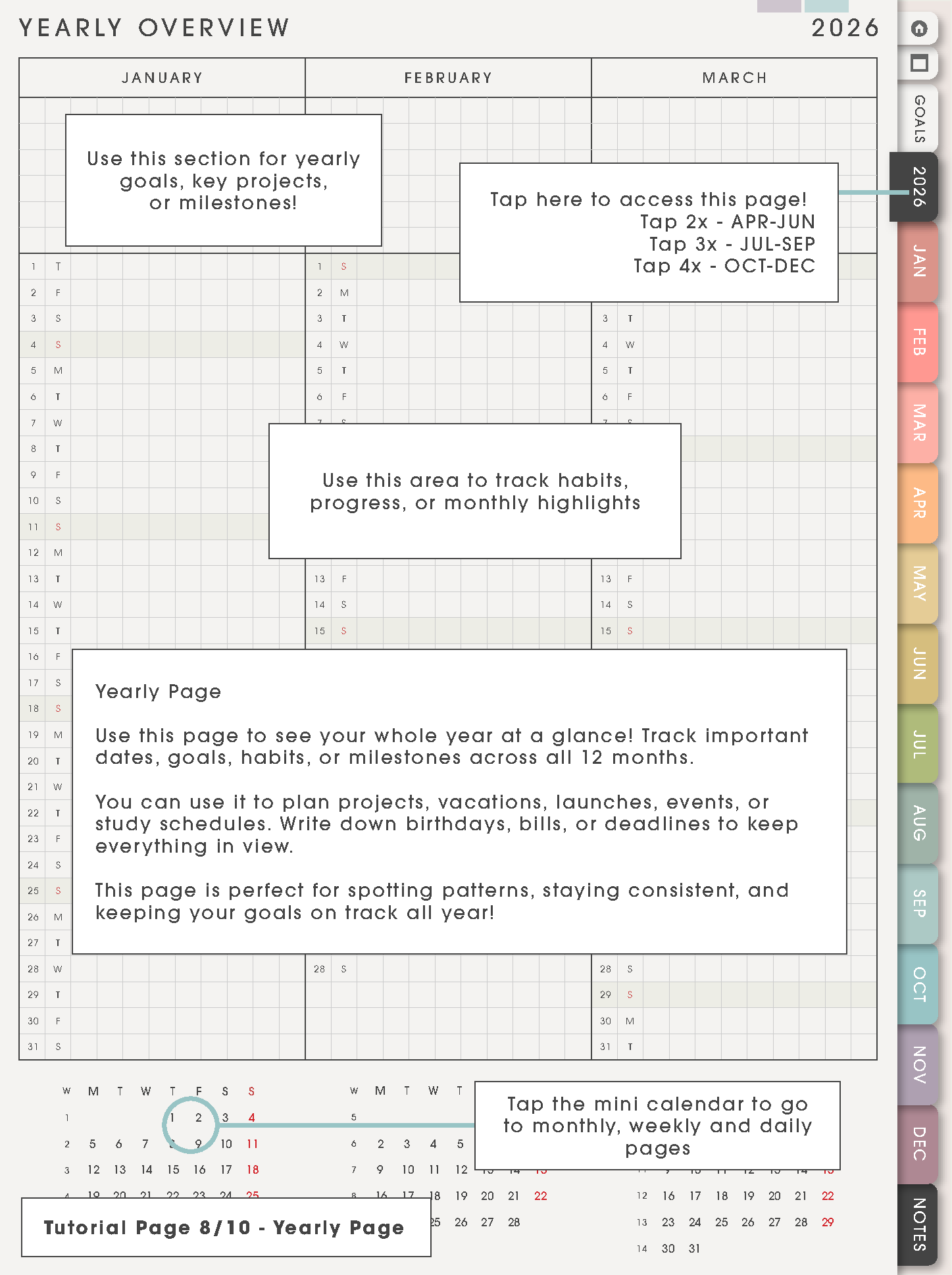 Tutorial Page 8/10 - Yearly Page
