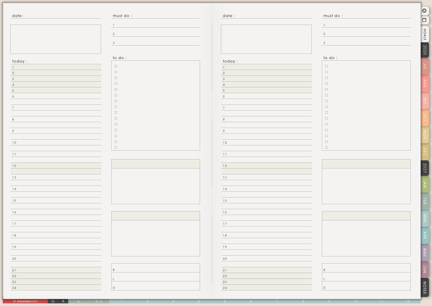Daily Template from Yume Techo Academic 26-27 Landscape