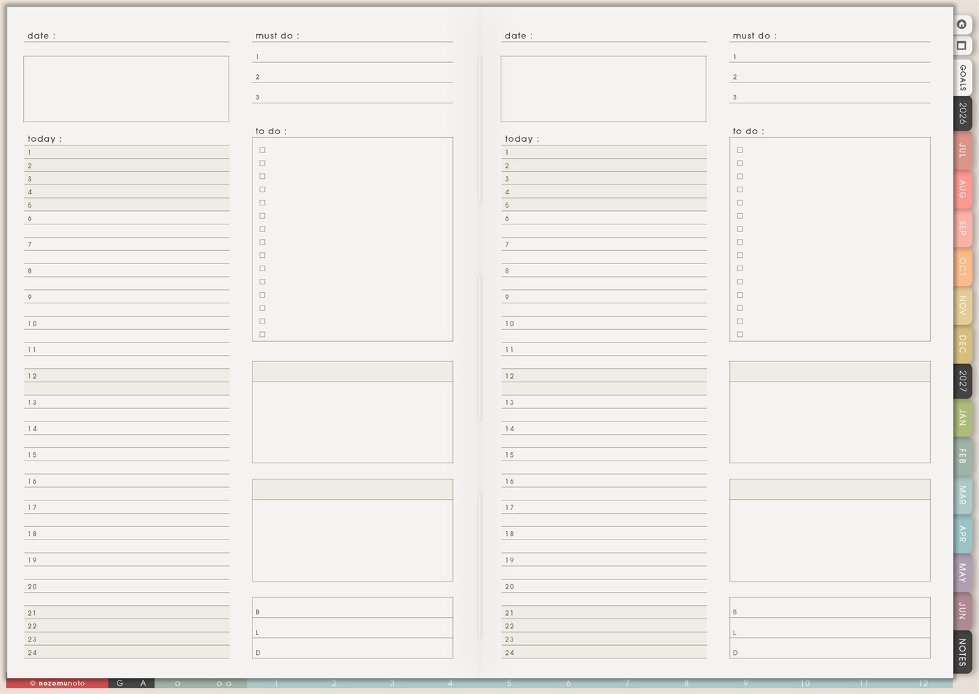 Daily Page - Type 1 from Yume Techo Academic 26-27 Landscape