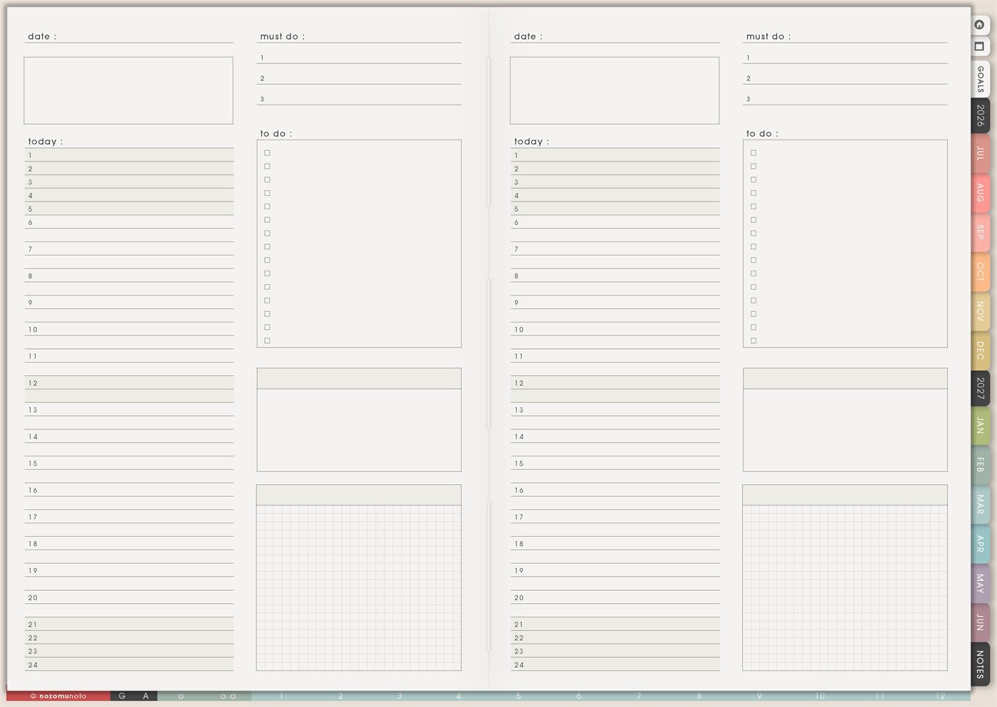 Daily Page - Type 2 from Yume Techo Academic 26-27 Landscape