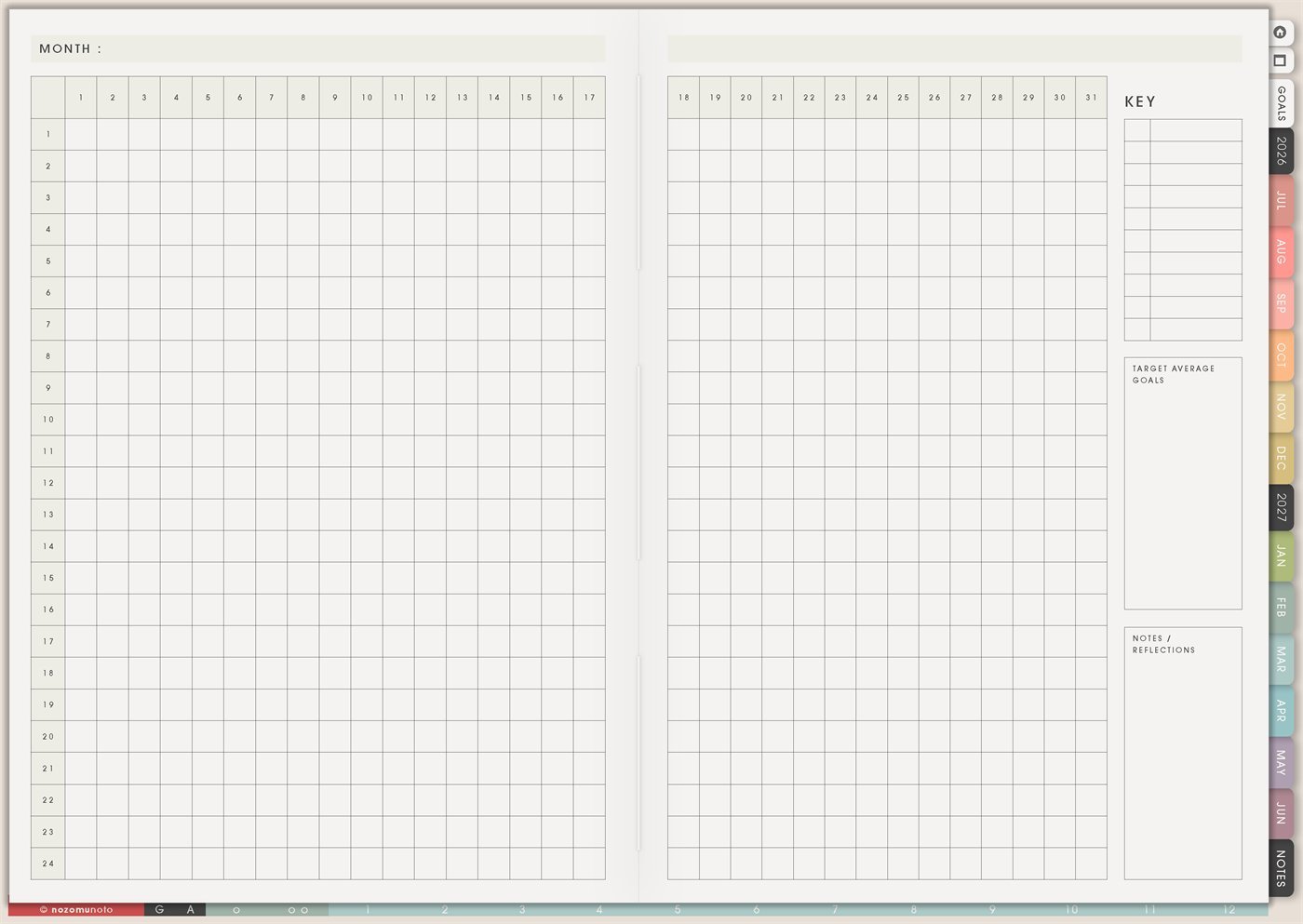 Monthly - Day Tracker from Yume Techo Academic 26-27 Landscape