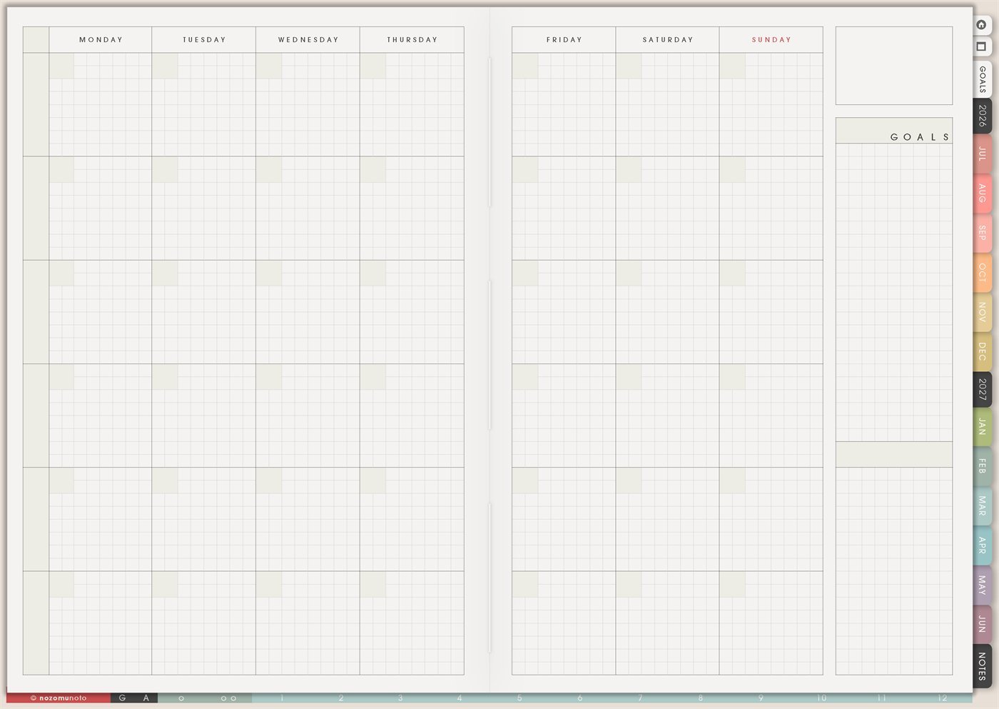 Monthly Grid from Yume Techo Academic 26-27 Landscape