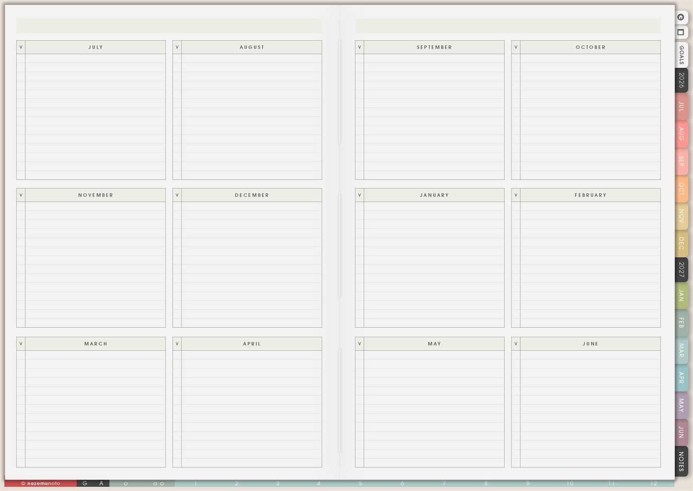 Yearly Grid from Yume Techo Academic 26-27 Landscape