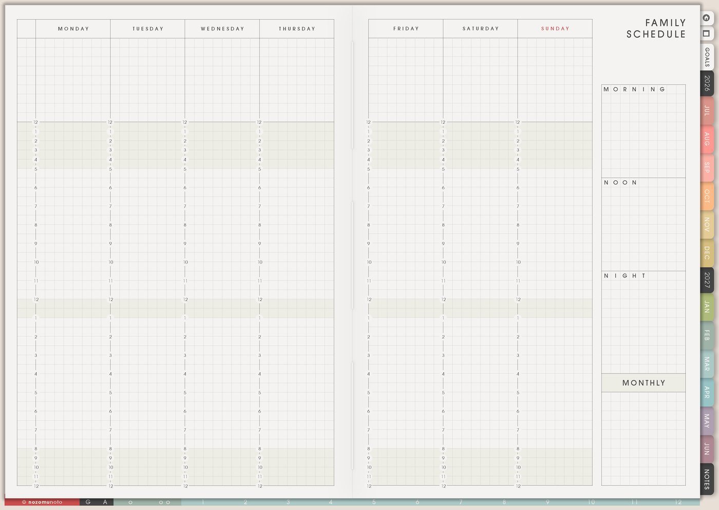 Family Schedule from Yume Techo Academic 26-27 Landscape