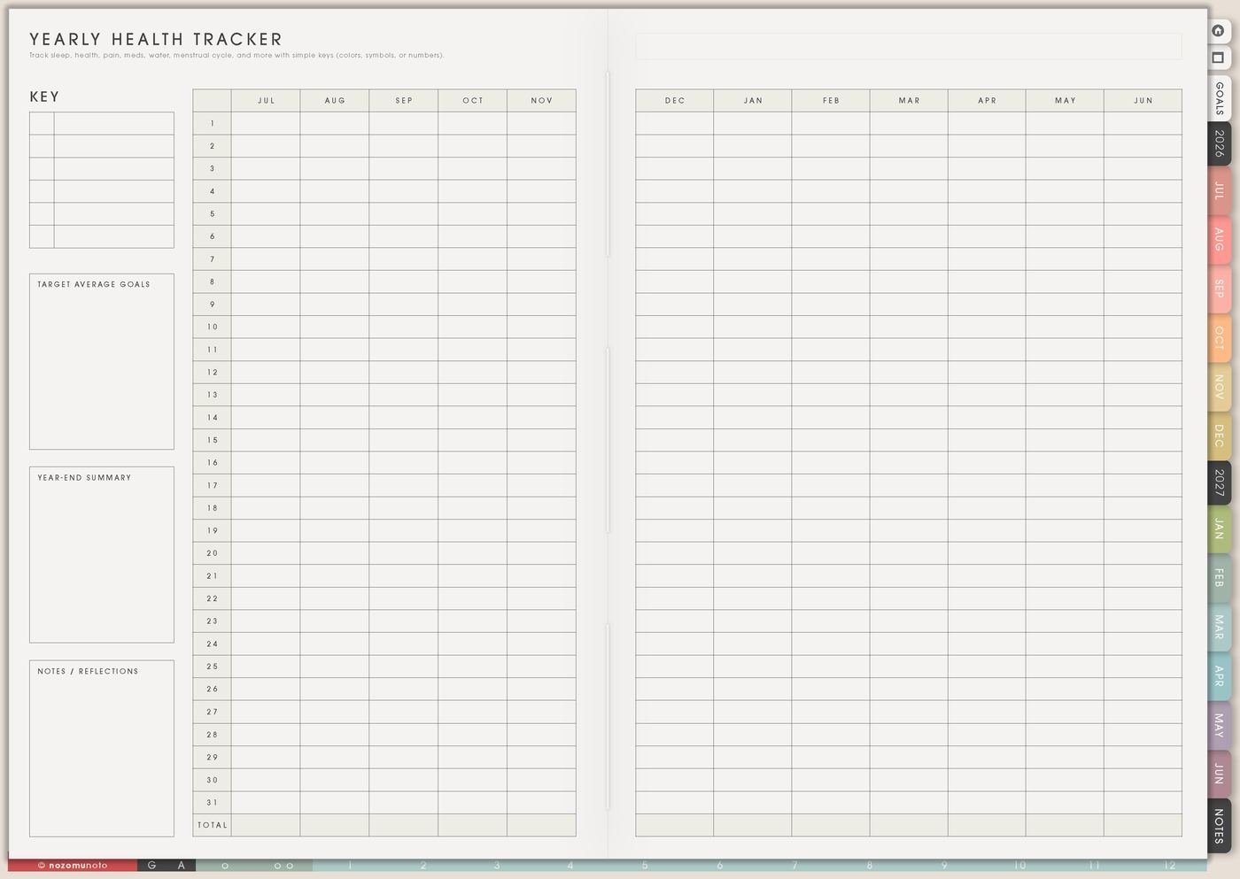Health Tracker from Yume Techo Academic 26-27 Landscape