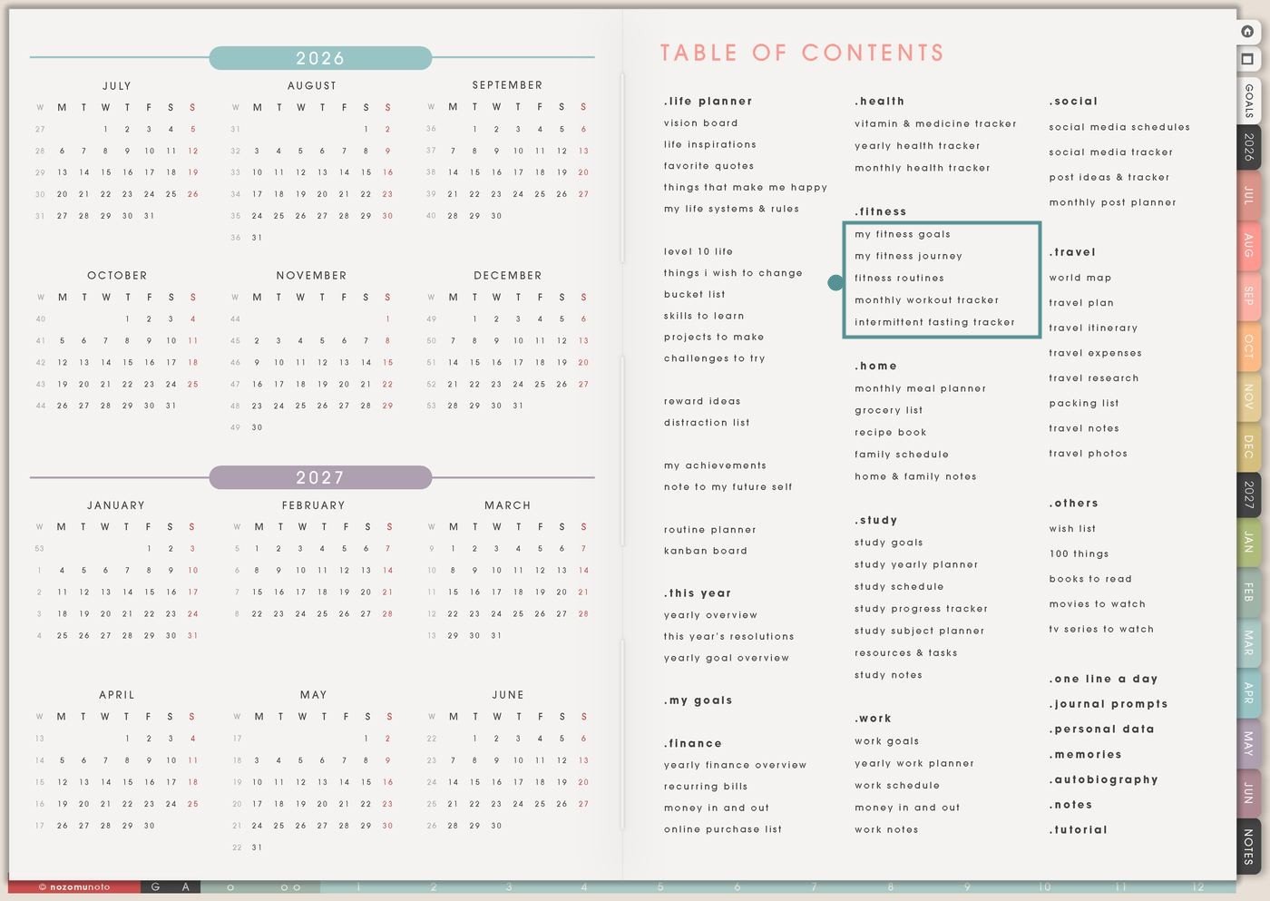 Fitness section on Index from Yume Techo Academic 26-27 Landscape