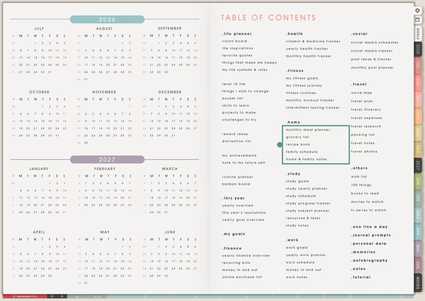 Home section on Index from Yume Techo Academic 26-27 Landscape