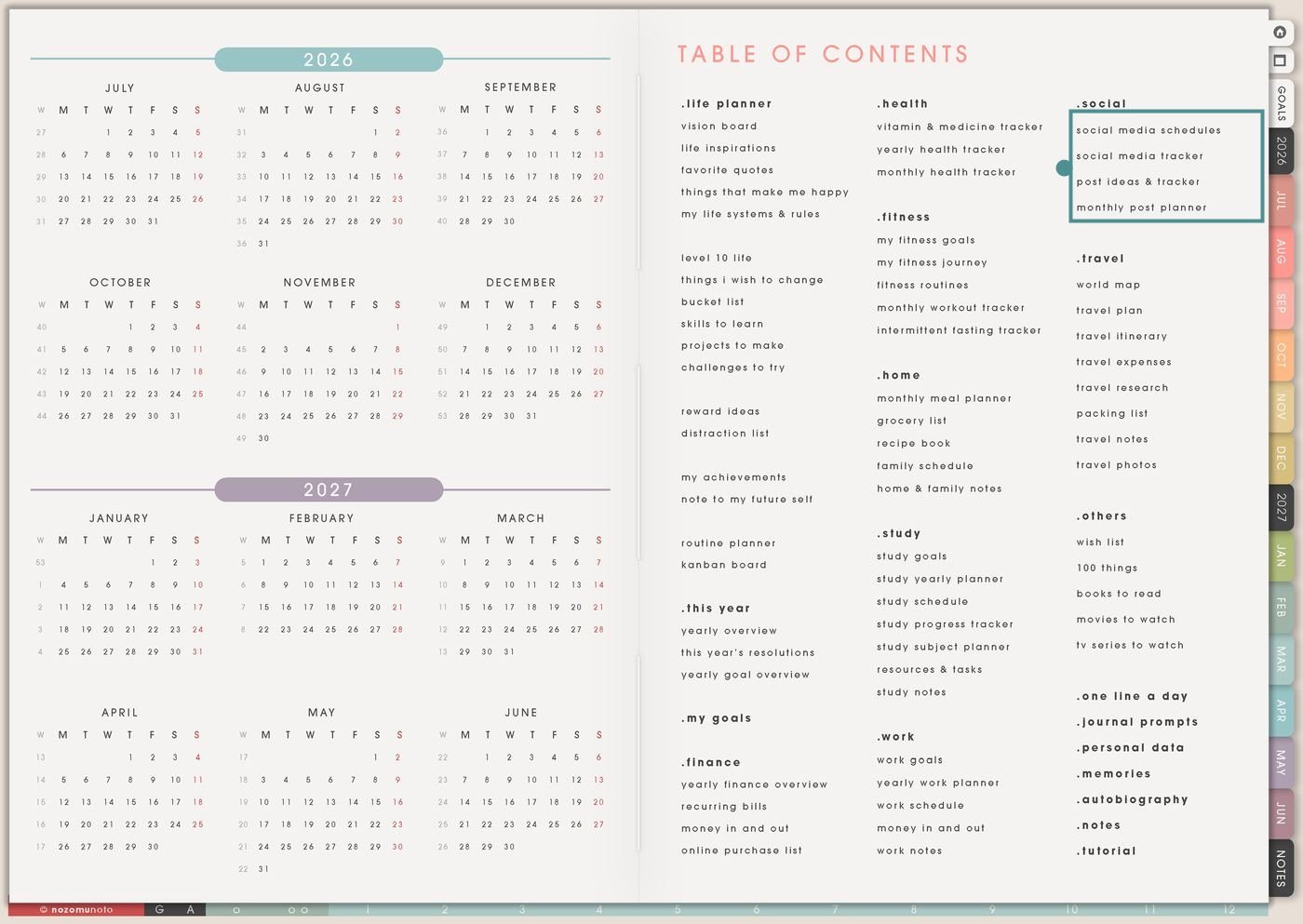 Social section on Index from Yume Techo Academic 26-27 Landscape