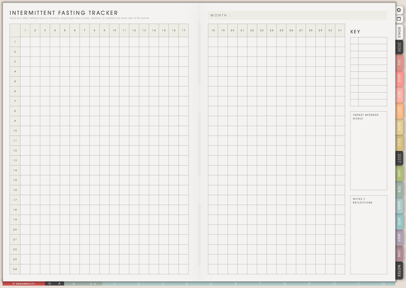 Intermittent Fasting Tracker from Yume Techo Academic 26-27 Landscape