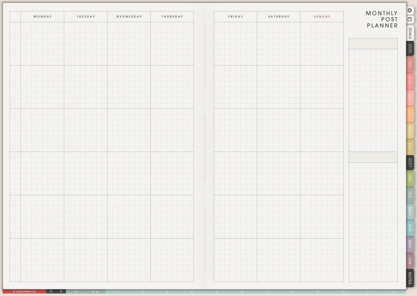 Monthly Post Planner from Yume Techo Academic 26-27 Landscape