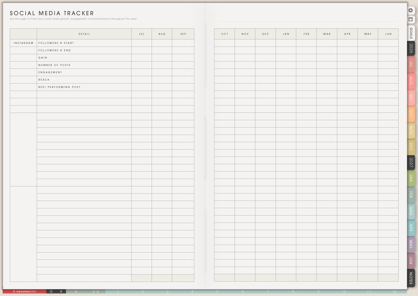 Social Media Tracker from Yume Techo Academic 26-27 Landscape