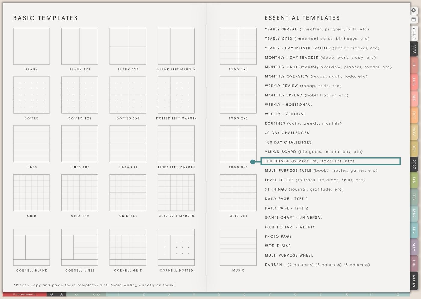 Template Index from Yume Techo Academic 26-27 Landscape