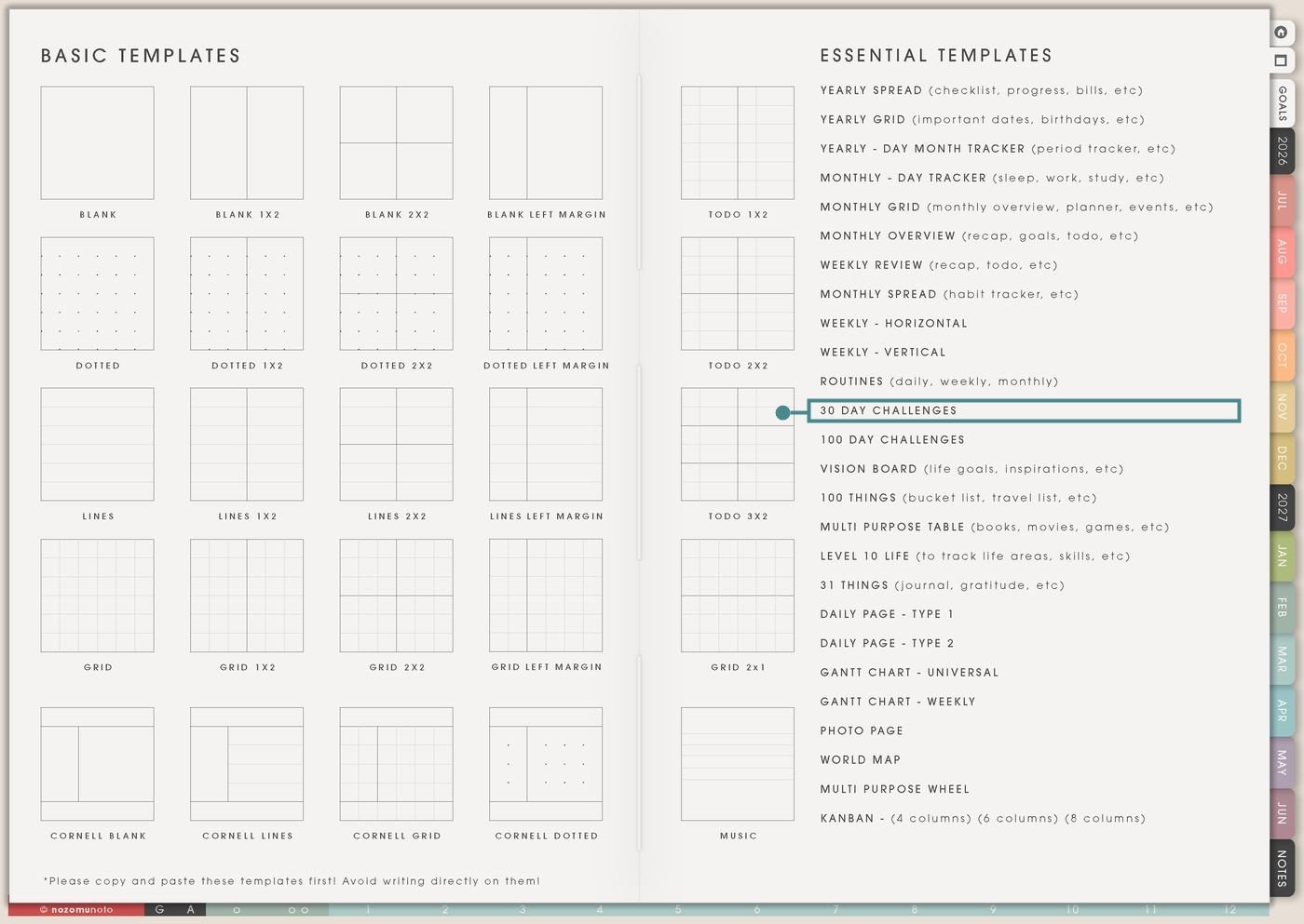 Template Index from Yume Techo Academic 26-27 Landscape