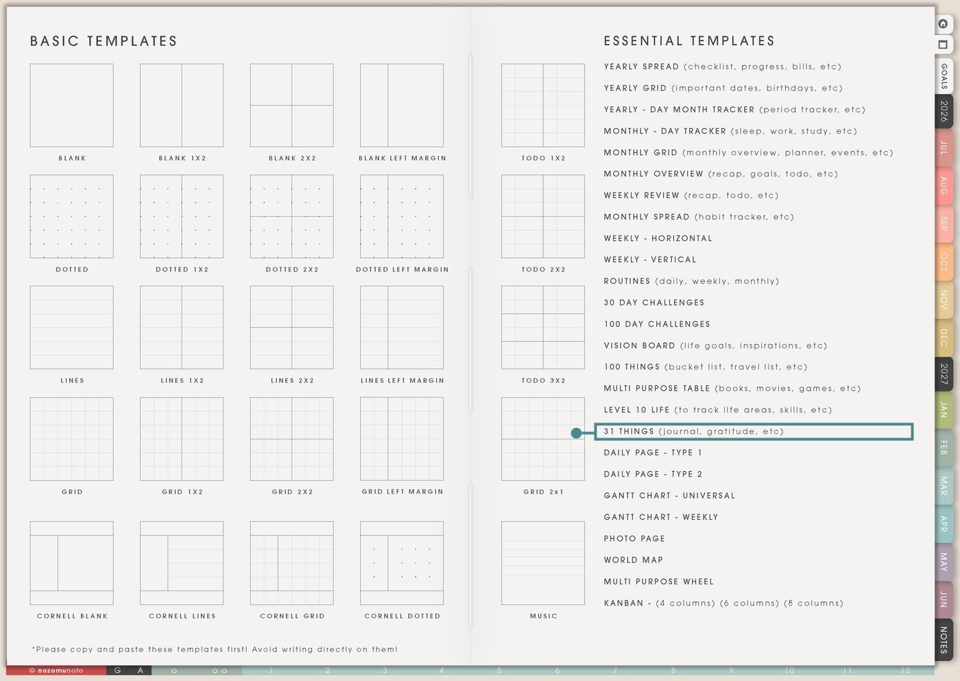 Template Index from Yume Techo Academic 26-27 Landscape