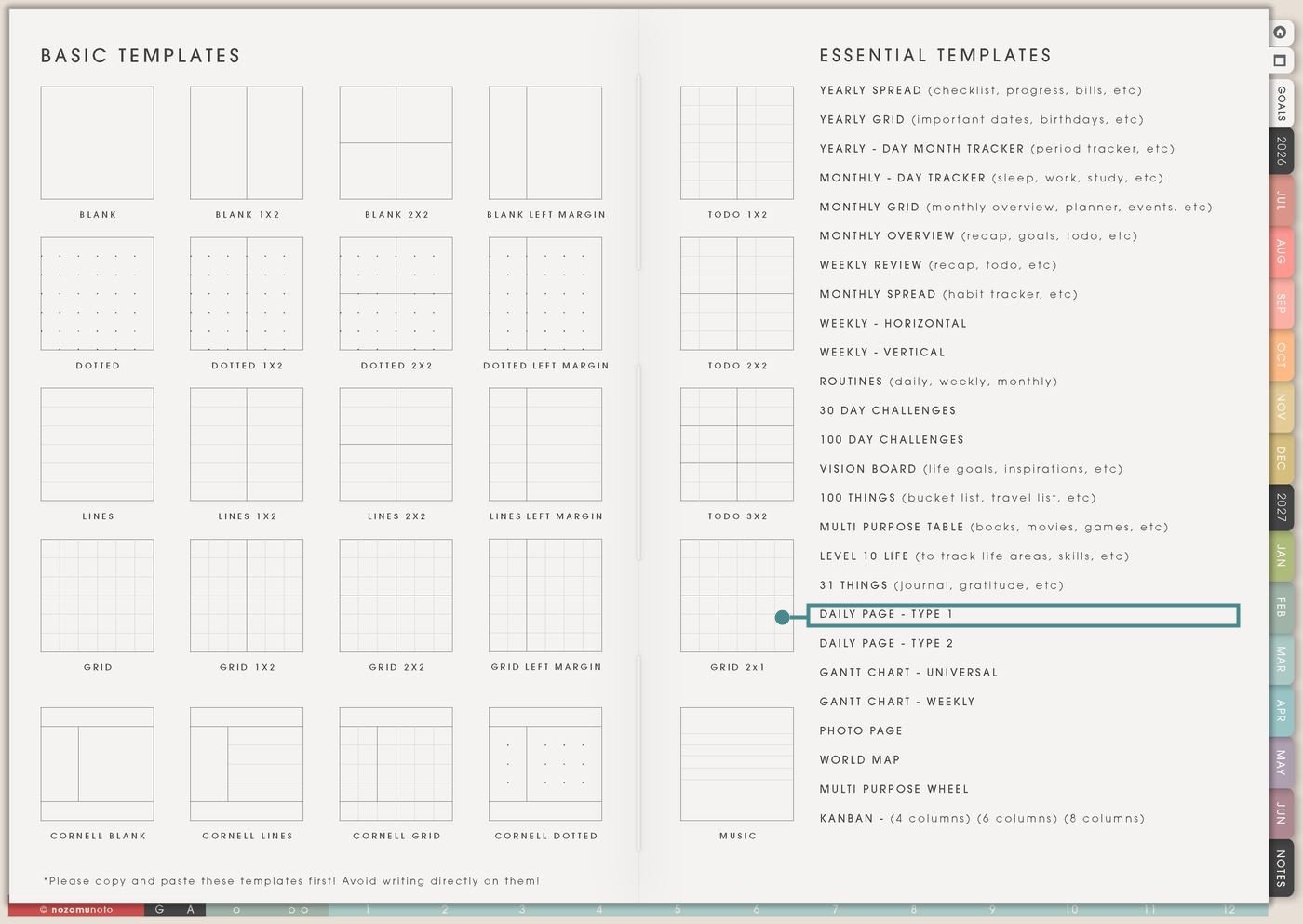 Template Index from Yume Techo Academic 26-27 Landscape