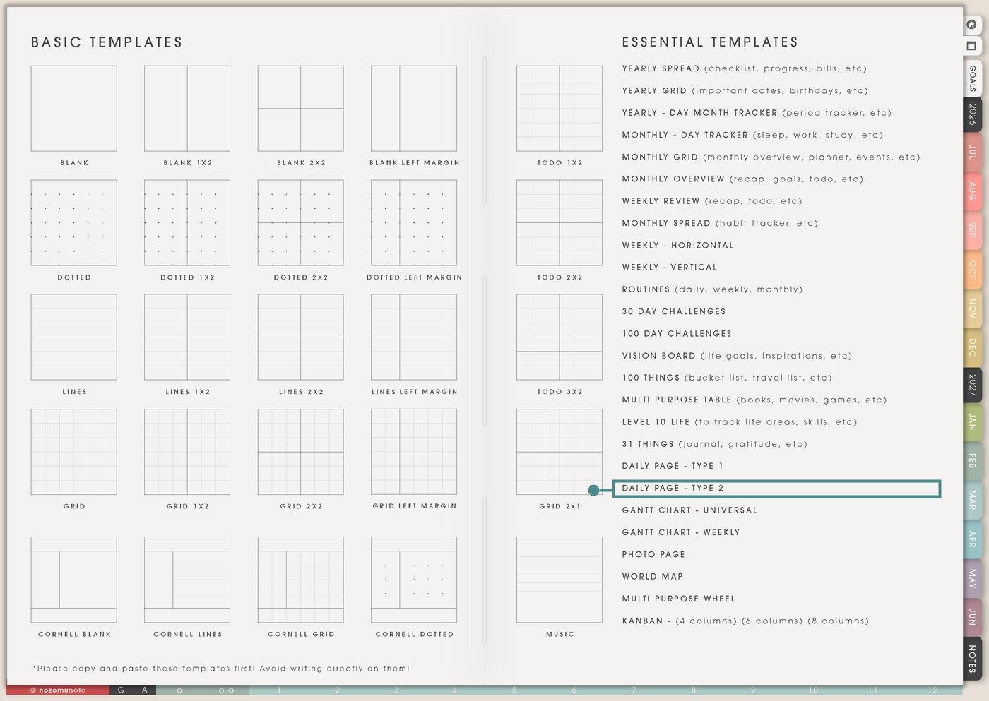 Template Index from Yume Techo Academic 26-27 Landscape