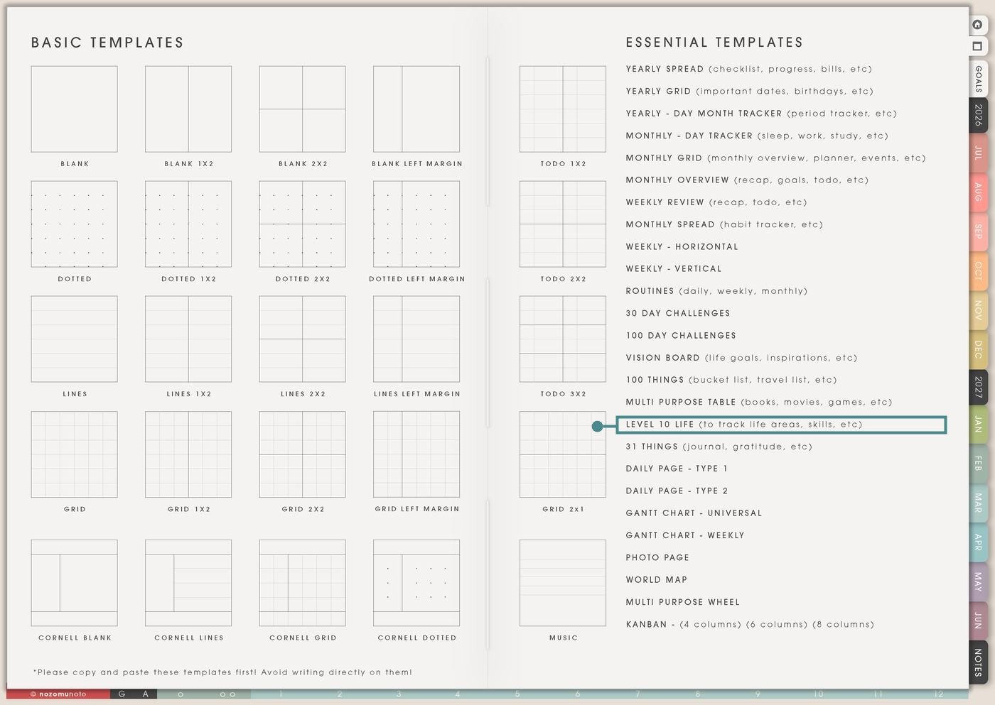 Template Index from Yume Techo Academic 26-27 Landscape