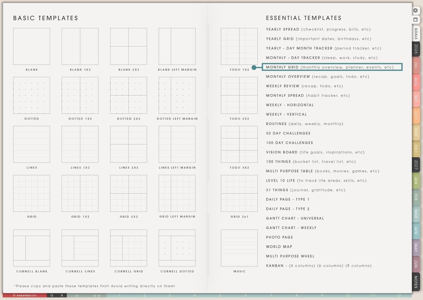 Template Index from Yume Techo Academic 26-27 Landscape