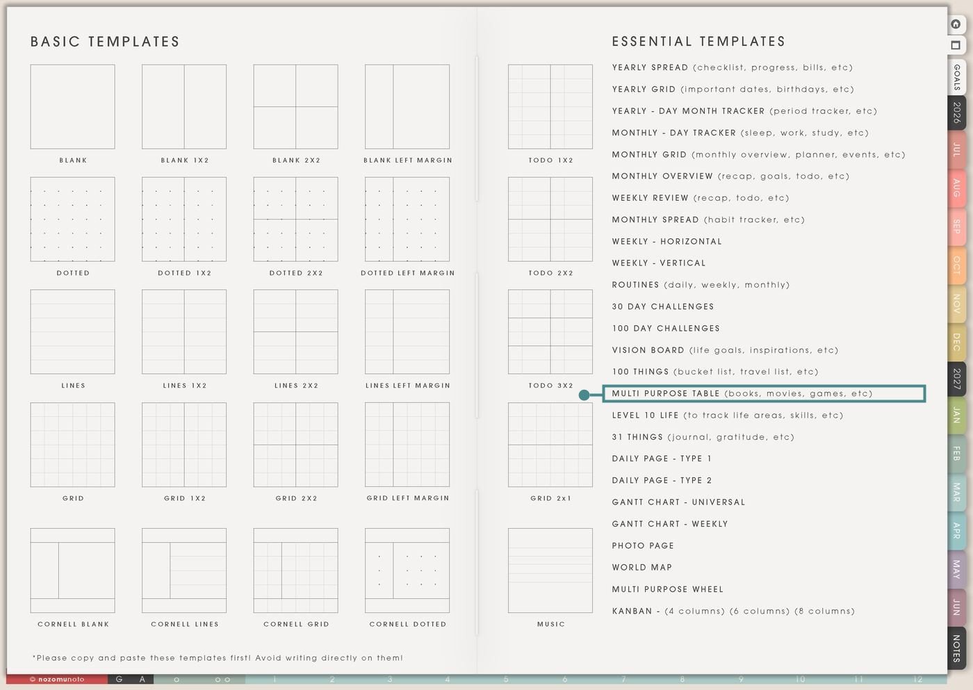 Template Index from Yume Techo Academic 26-27 Landscape