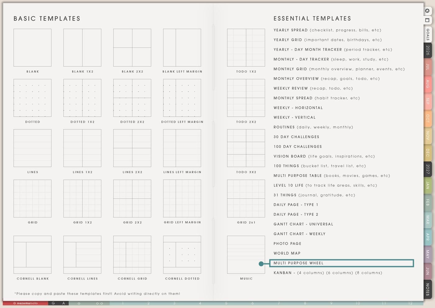 Template Index from Yume Techo Academic 26-27 Landscape