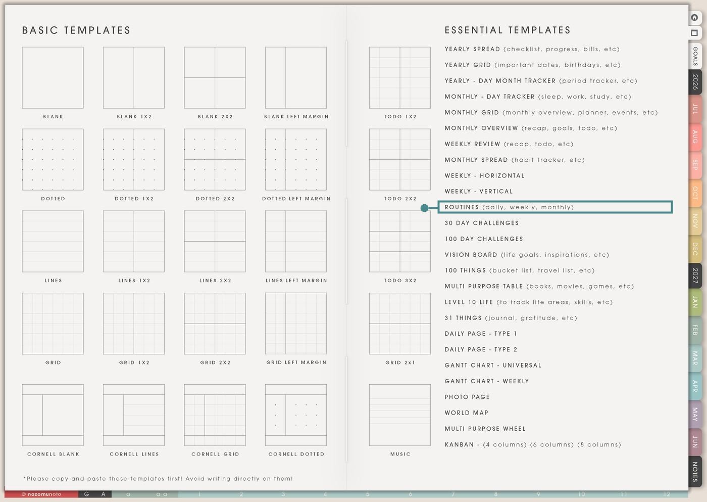 Template Index from Yume Techo Academic 26-27 Landscape