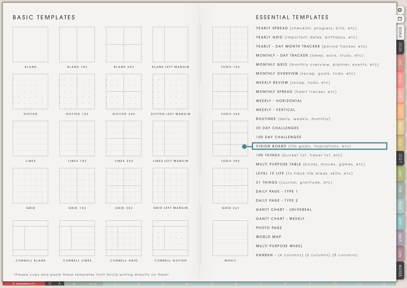 Template Index from Yume Techo Academic 26-27 Landscape