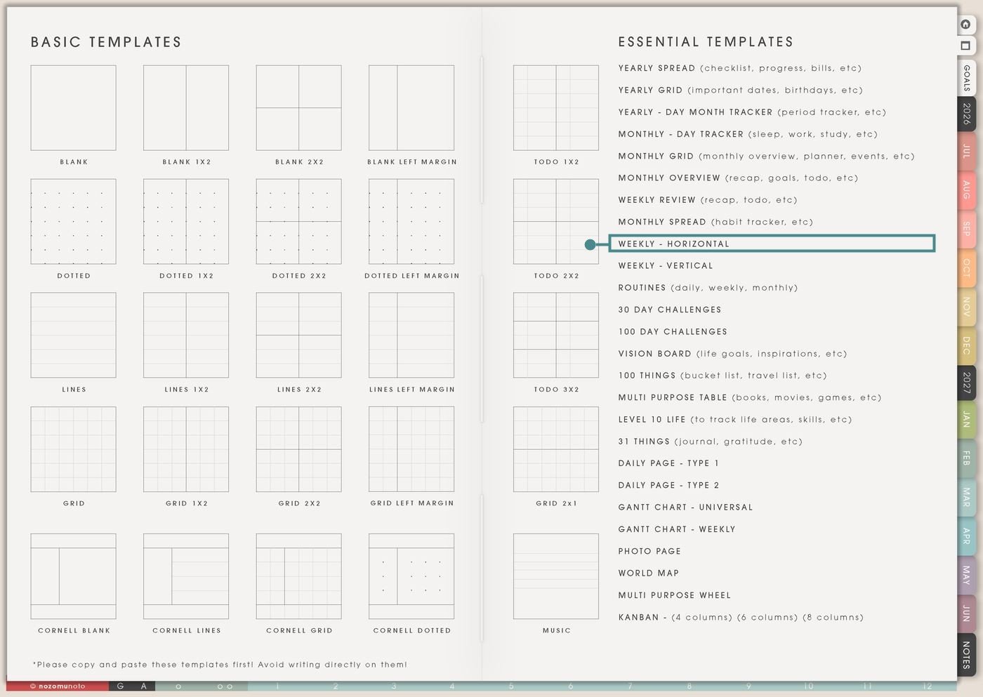 Template Index from Yume Techo Academic 26-27 Landscape
