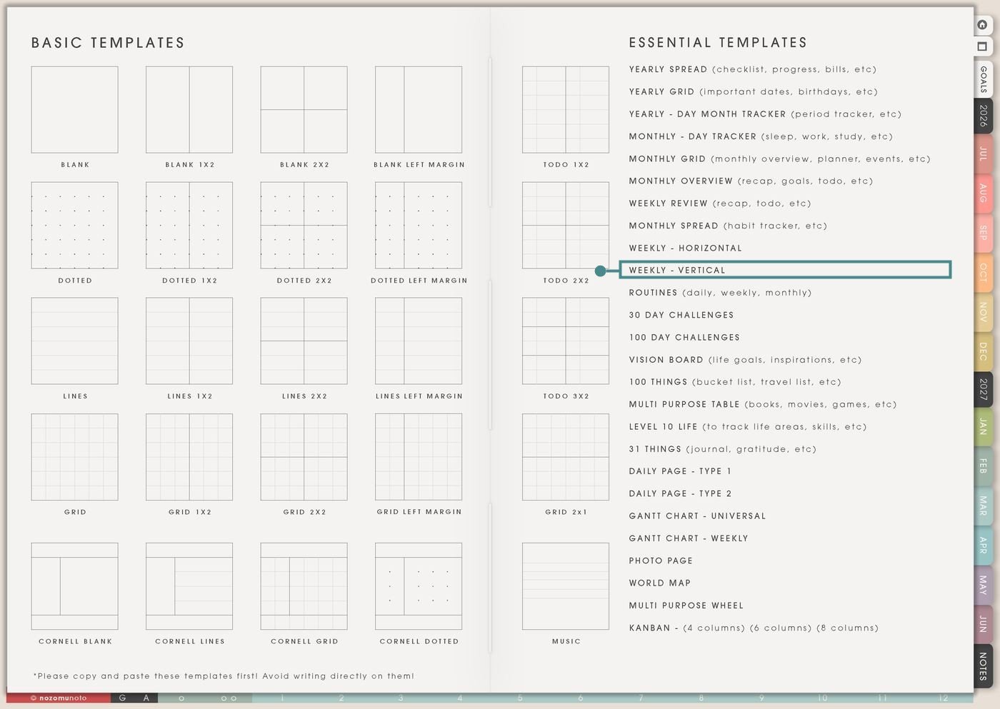 Template Index from Yume Techo Academic 26-27 Landscape
