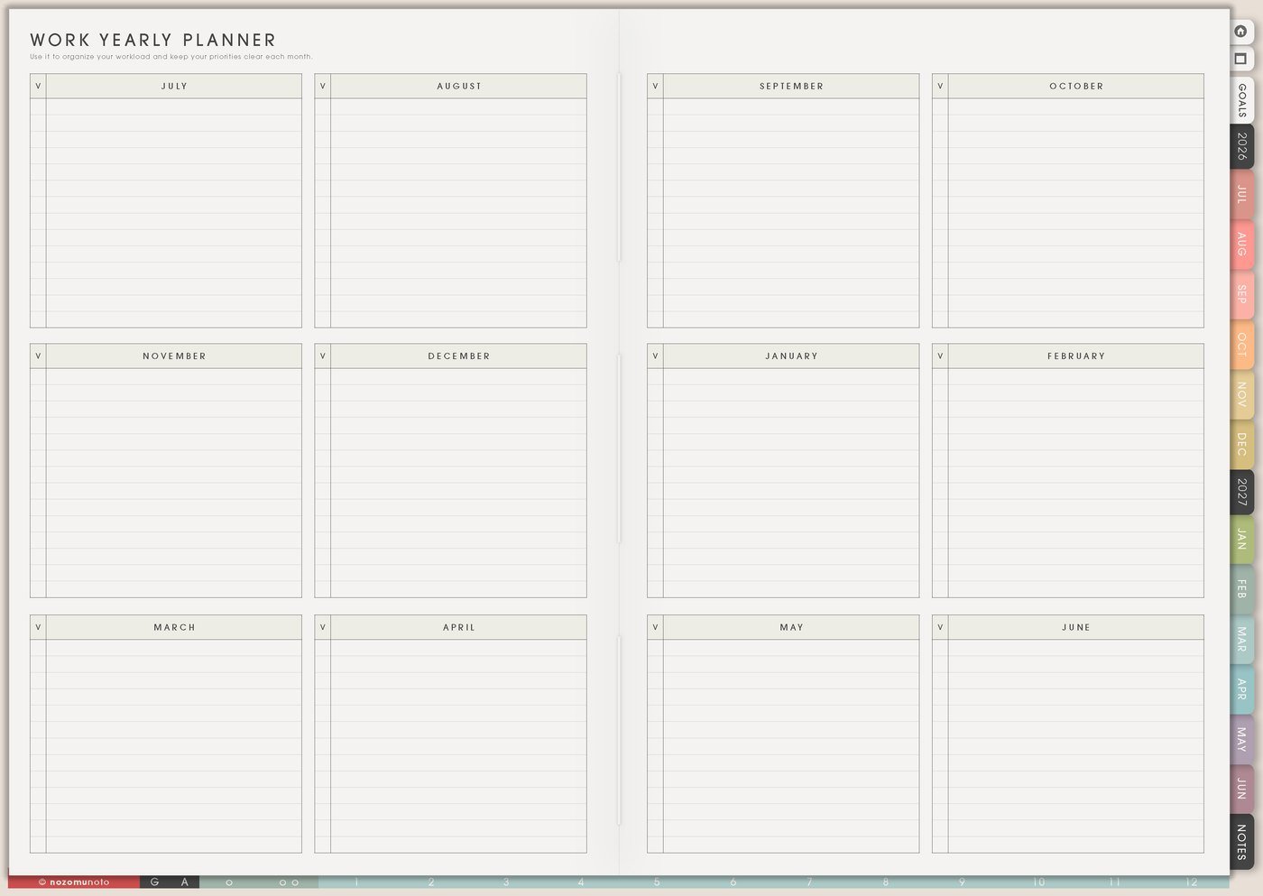 Work Yearly Planner from Yume Techo Academic 26-27 Landscape