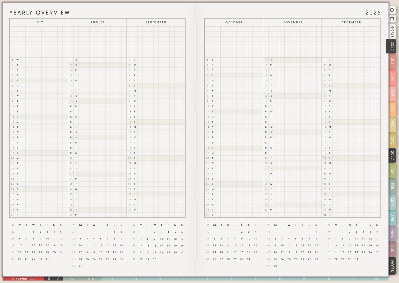 Yearly Overview from Yume Techo Academic 26-27 Landscape