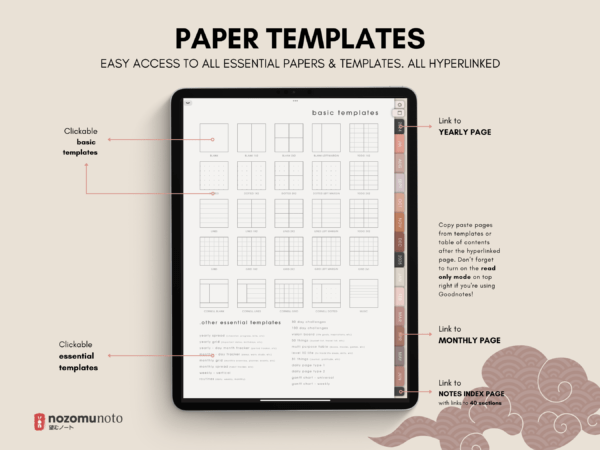 Dated Academic 2025 Digital Planner Yume Techo NozomuNoto Notebook Daily Weekly Monthly Calendar Japanese Multipurpose Minimalist ADHD Bullet Journal Hyperlinked PDF Goodnotes Notability Portrait Android iPad Student Noteshelf Samsung Notes Hobonichi