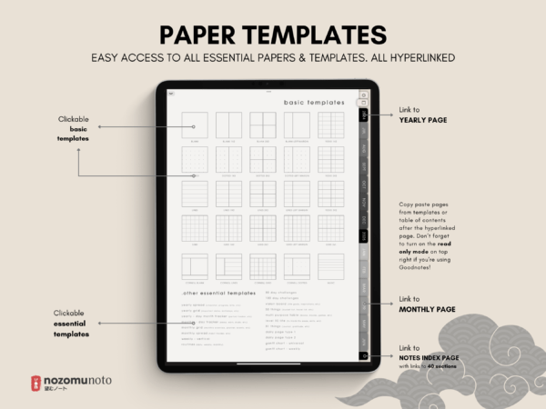 Dated Academic 2025 Digital Planner Yume Techo NozomuNoto Notebook Daily Weekly Monthly Calendar Japanese Multipurpose Minimalist ADHD Bullet Journal Hyperlinked PDF Goodnotes Notability Portrait Android iPad Student Noteshelf Samsung Notes Hobonichi