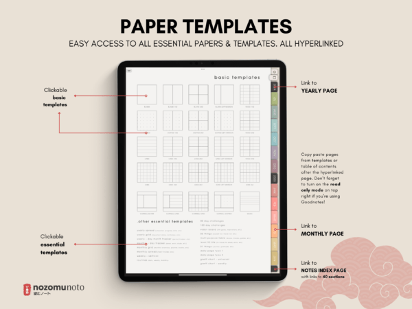 Dated Academic 2025 Digital Planner Yume Techo NozomuNoto Notebook Daily Weekly Monthly Calendar Japanese Multipurpose Minimalist ADHD Bullet Journal Hyperlinked PDF Goodnotes Notability Portrait Android iPad Student Noteshelf Samsung Notes Hobonichi