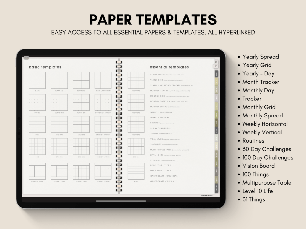 Dated Academic 2025 Digital Planner Yume Techo NozomuNoto Notebook Daily Weekly Monthly Calendar Japanese Multipurpose Minimalist ADHD Bullet Journal Hyperlinked PDF Goodnotes Notability Landscape Android iPad Student Noteshelf Samsung Hobonichi