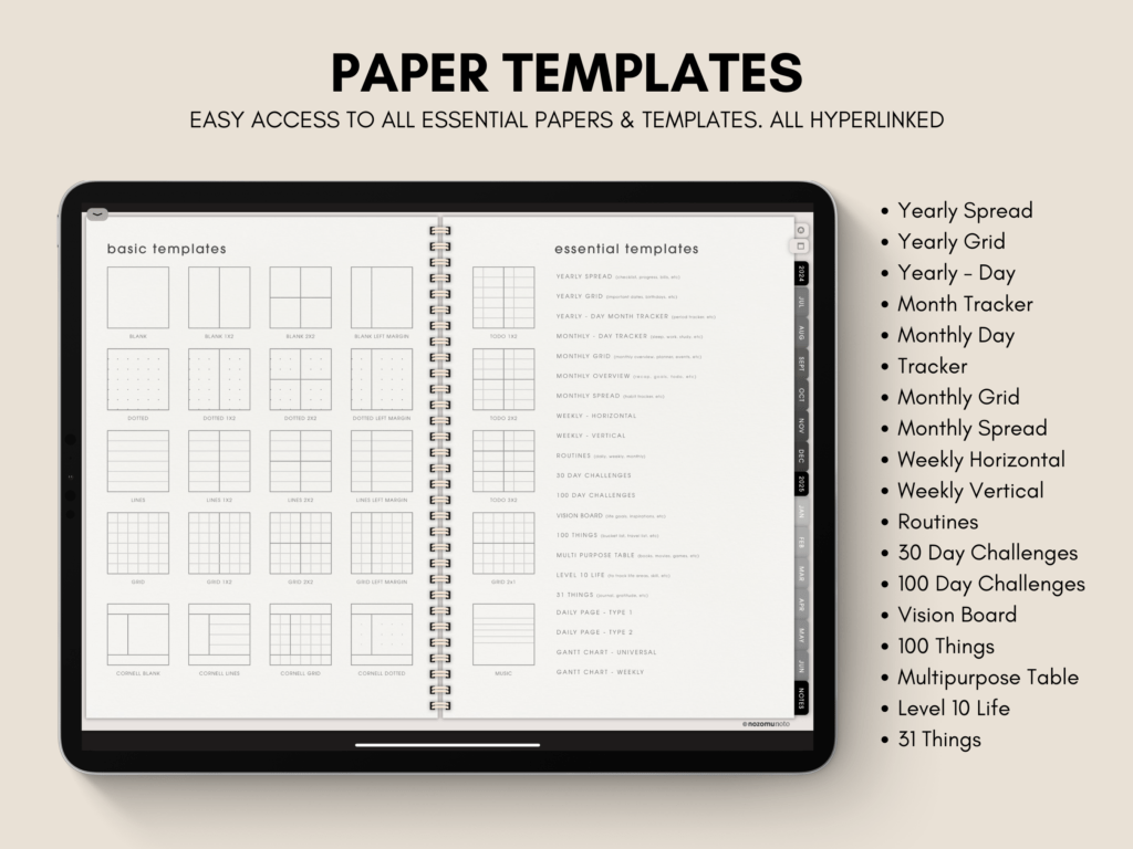 Dated Academic 2025 Digital Planner Yume Techo NozomuNoto Notebook Daily Weekly Monthly Calendar Japanese Multipurpose Minimalist ADHD Bullet Journal Hyperlinked PDF Goodnotes Notability Landscape Android iPad Student Noteshelf Samsung Hobonichi