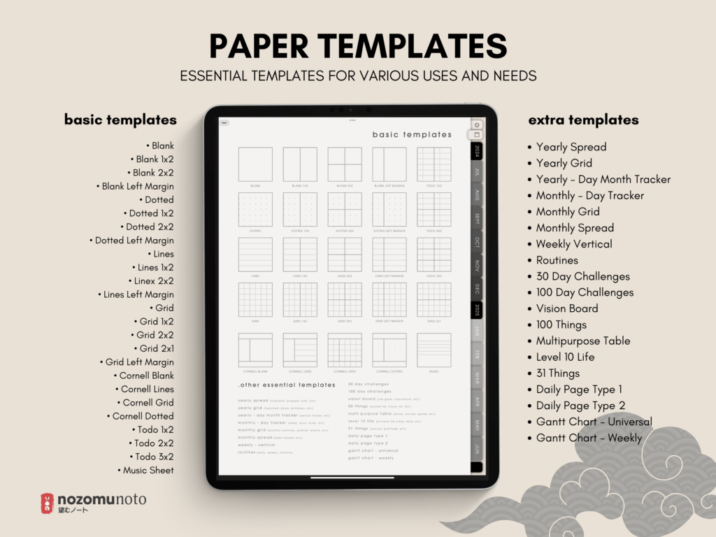 Dated Academic 2025 Digital Planner Yume Techo NozomuNoto Notebook Daily Weekly Monthly Calendar Japanese Multipurpose Minimalist ADHD Bullet Journal Hyperlinked PDF Goodnotes Notability Portrait Android iPad Student Noteshelf Samsung Notes Hobonichi