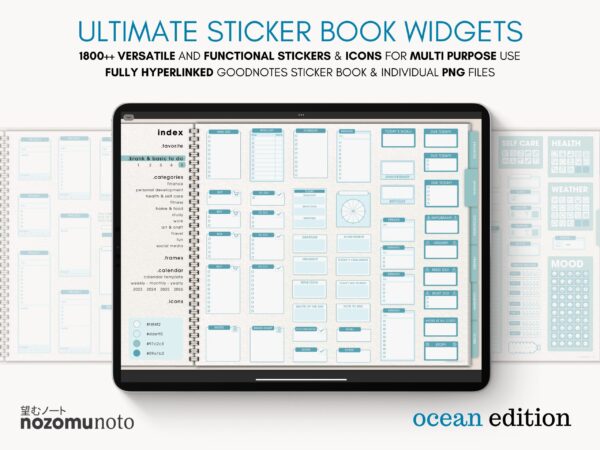 Ultimate Digital Stickers Stickerbook Widget NozomuNoto Japanese Multipurpose Minimalist Calendar ADHD Bullet Journal png Goodnotes Notability Android Tablet iPad finance work study travel health Noteshelf Samsung Xodo