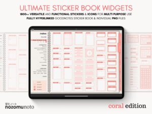 Ultimate Digital Stickers Stickerbook Widget NozomuNoto Japanese Multipurpose Minimalist Calendar ADHD Bullet Journal png Goodnotes Notability Android Tablet iPad finance work study travel health Noteshelf Samsung Xodo