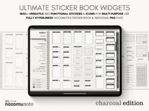 Ultimate Digital Stickers Stickerbook Widget NozomuNoto Japanese Multipurpose Minimalist Calendar ADHD Bullet Journal png Goodnotes Notability Android Tablet iPad finance work study travel health Noteshelf Samsung Xodo